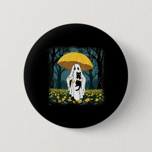 Boo Ghost Umbrella Black Cat Floral Halloween 6 Cm Round Badge