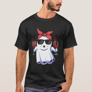 Boo Ghost Wine Drinking Halloween Costume for Wome T-Shirt