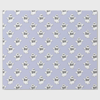 Boo Ghosts Purple Halloween Pattern Wrapping Paper