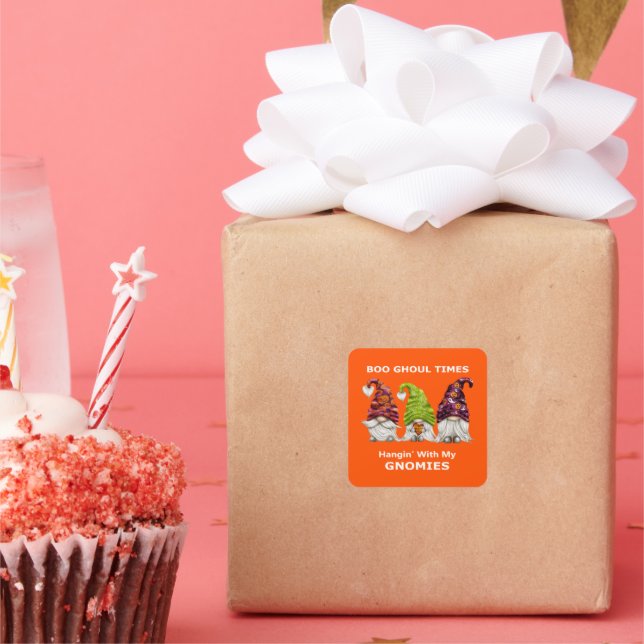 Boo Ghoul Times Hanging with My Gnomies Halloween Square Sticker (Party)