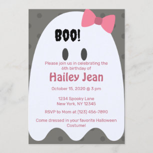 Boo! Girls Halloween Birthday Party Invitation