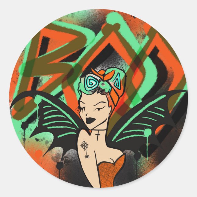 Boo Graffiti Witch Sticker (Front)