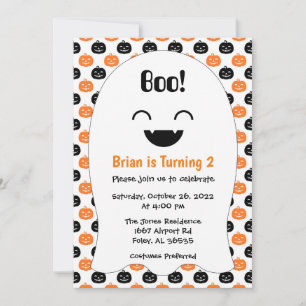 Boo Halloween 2nd Birthday Party Invitation