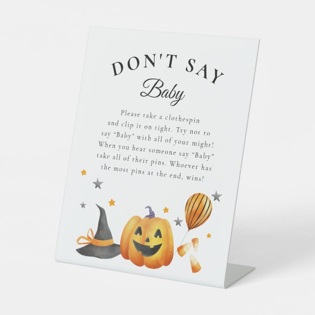 Boo Halloween Baby Shower Don't Say Baby Game Pedestal Sign (Front)