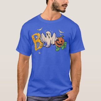 Boo Halloween Bat Pumpkin Ghost And Spiders  T-Shirt