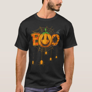 Boo Halloween Boo Spiders Boo Pumpkin & Boo Witch T-Shirt