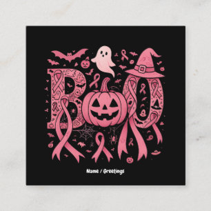 Boo Halloween Breast Cancer Awareness Pink Ribbon Square Business Card