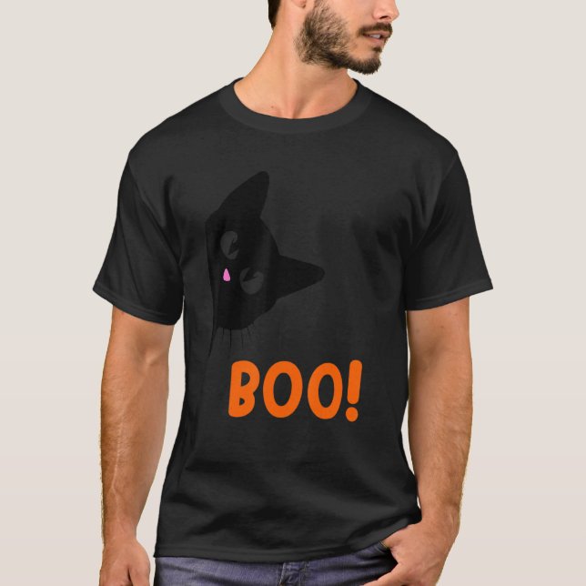 Boo Halloween Cat Costume Halloween Black Cat Todd T-Shirt (Front)