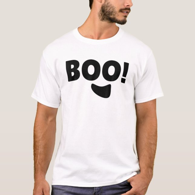 Boo Halloween Costume Funny Halloween White Ghost T-Shirt (Front)