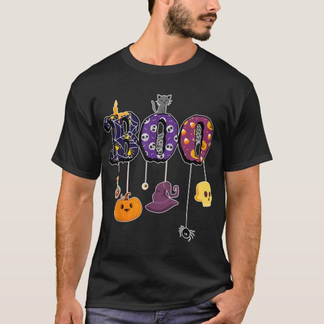  Boo Halloween Costume Spiders Ghosts Pumkin   T-Shirt (Front)