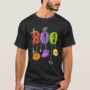 Boo Halloween Costume Spiders Ghosts Pumkin Witch T-Shirt