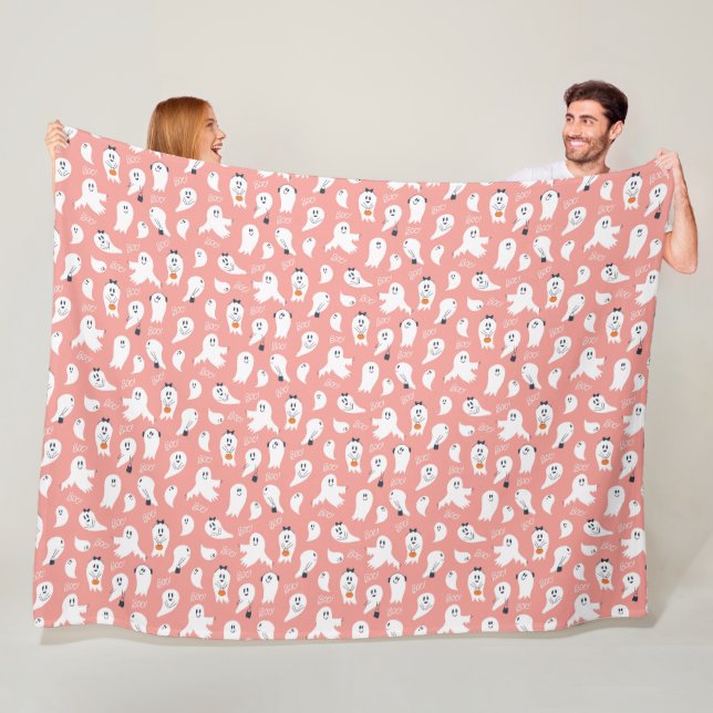Boo Halloween Cute Ghost Fleece Blanket (In Situ)