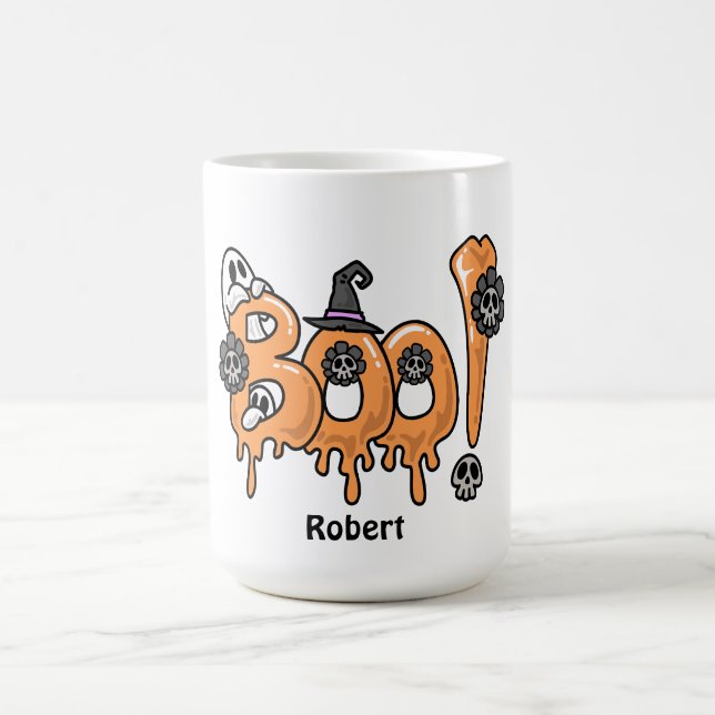 Boo Halloween cute ghost Personalized name  Coffee Mug (Center)