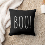 BOO Halloween | Funny Black Spooky Minimalist Cushion<br><div class="desc">Add some spooky charm to your space with this BOO Halloween throw pillow, featuring playful ghost inspired typography on a bold black background. Perfect for creating a spooky cute vibe at your Halloween party or adding festive flair to your home decor. Whether you’re decorating your living room, entryway, or party...</div>