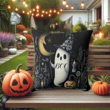 Boo Halloween Ghost Black Night Half Moon Jack Fun