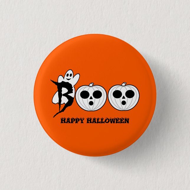 BOO! Halloween Ghost Button Badge (Front)