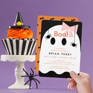 Boo! Halloween Ghost Girl Cute Birthday Invitation