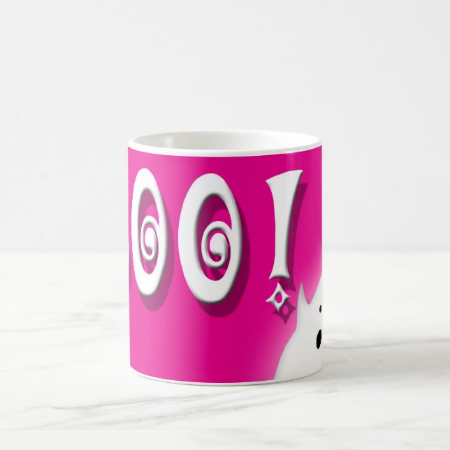 Boo! Halloween ghost hot pink Coffee Mug (Center)