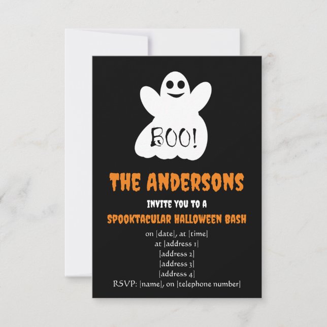 BOO! Halloween Ghost Invitation (Front)