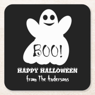 BOO! Halloween Ghost Paper Coaster