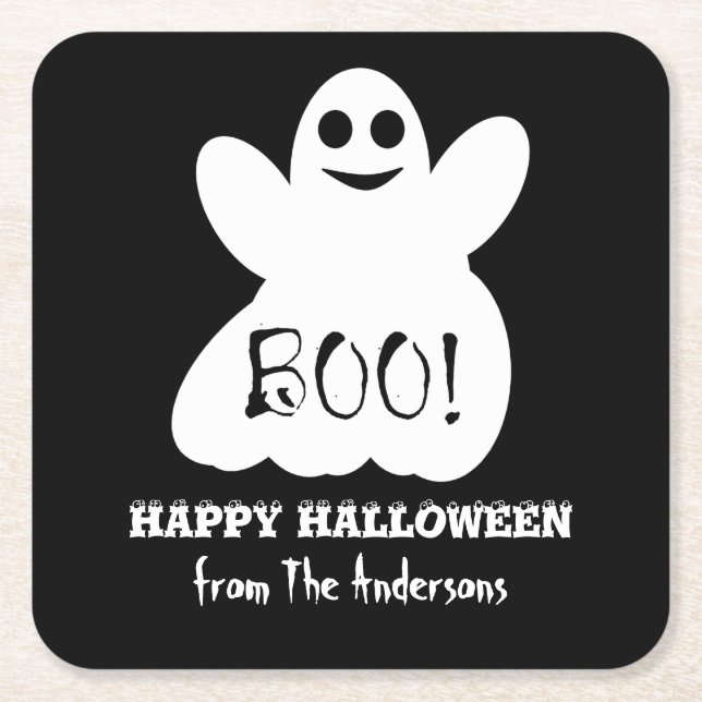 BOO! Halloween Ghost Paper Coaster (Front)