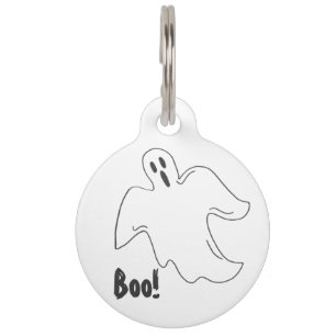 Boo Halloween Ghost Print Trick or Treat Costume Pet Tag