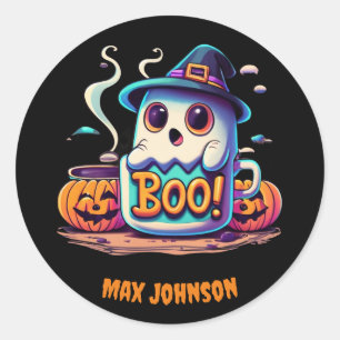 Boo! Halloween - Ghostly Gathering Orange Black Classic Round Sticker
