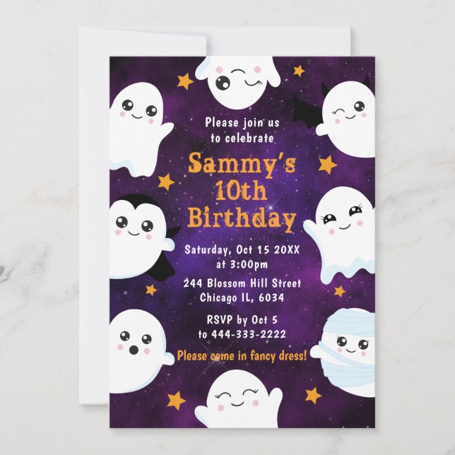 Boo Halloween Ghosts Birthday Party Invitation (Front)