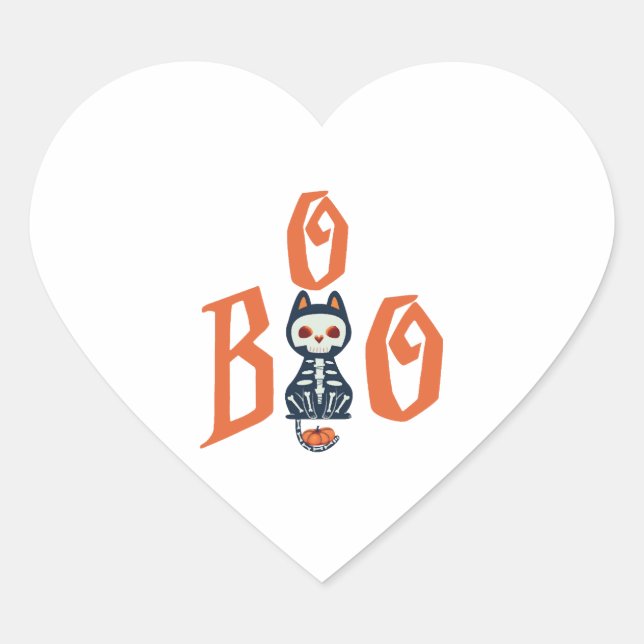 Boo Halloween        Heart Sticker (Front)