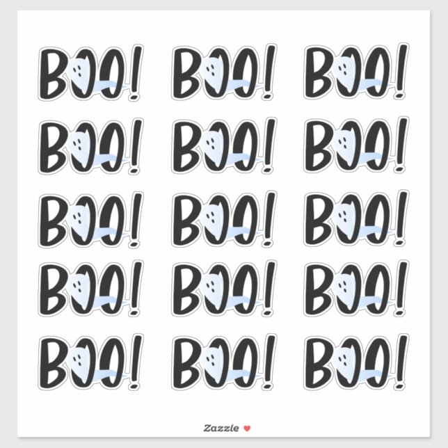 Boo! Halloween Iridescent Ghost Set of 15 Stickers (Sheet)