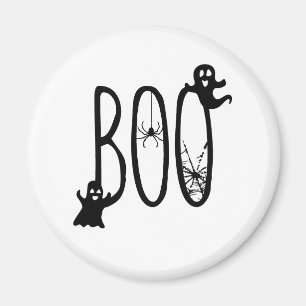 BOO Halloween Magnet, Spooky Ghosts & Spider Web Magnet