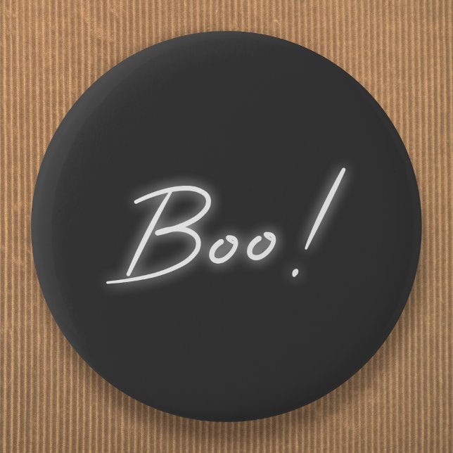 Boo Halloween | Modern Neon Ghost Black Fun Urban 6 Cm Round Badge (Creator Uploaded)