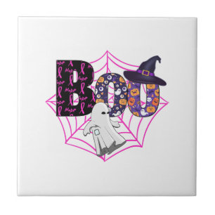 Boo Halloween October Pink Ceramic Tile