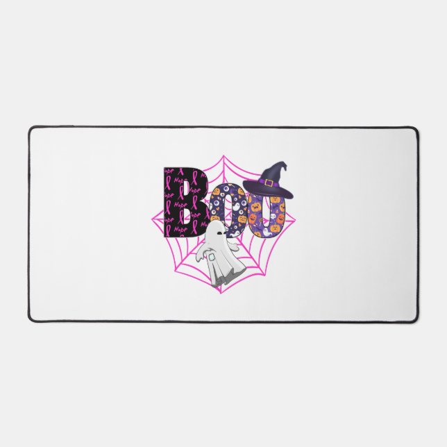 Boo Halloween October Pink Desk Mat (Front)