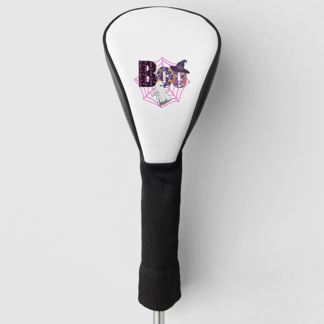 Boo Halloween October Pink Golf Head Cover (Front)