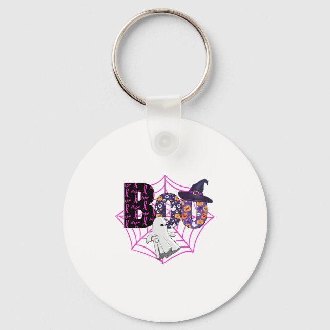 Boo Halloween October Pink Key Ring (Front)