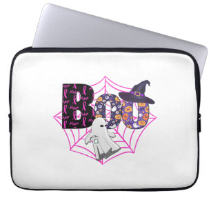 Boo Halloween October Pink Laptop Sleeve