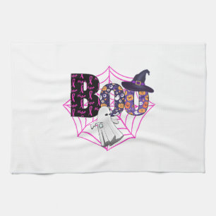 Boo Halloween October Pink Tea Towel