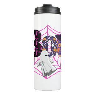 Boo Halloween October Pink Thermal Tumbler