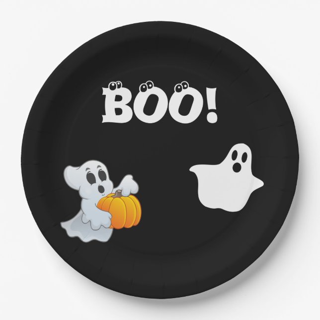 Boo Halloween Paper Plate (Front)