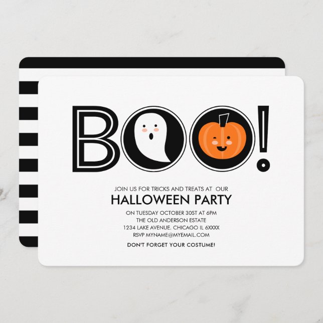 Boo! Halloween Party Invitation (Front/Back)