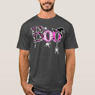 Boo Halloween Pink Ribbon Spiders Breast Cancer Wa T-Shirt
