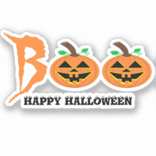 BOO! Halloween Pumpkin Custom-Cut Vinyl Sticker