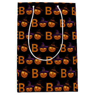 Boo Halloween Pumpkin Illustration   Medium Gift Bag