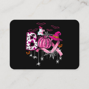 Boo Halloween Pumpkin Pink Ribbon Witch Breast Can Business Card