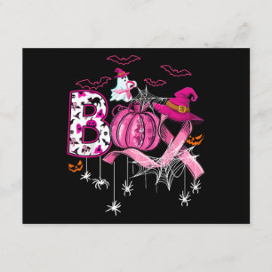 Boo Halloween Pumpkin Pink Ribbon Witch Breast Can Enclosure Card