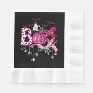 Boo Halloween Pumpkin Pink Ribbon Witch Breast Can Napkin