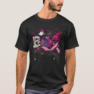 Boo Halloween Pumpkin Pink Ribbon Witch Breast Can T-Shirt