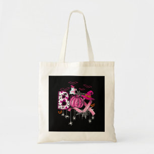 Boo Halloween Pumpkin Pink Ribbon Witch Breast Can Tote Bag