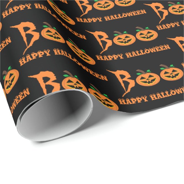 BOO! Halloween Pumpkin Wrapping Paper (Roll Corner)
